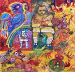 Acr&iacute;lico e colagem s/tela | 65x65cm | 2004