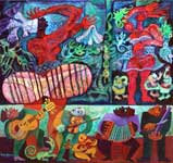 Acr&iacute;lico e colagem s/tela | 65x65cm | 2004